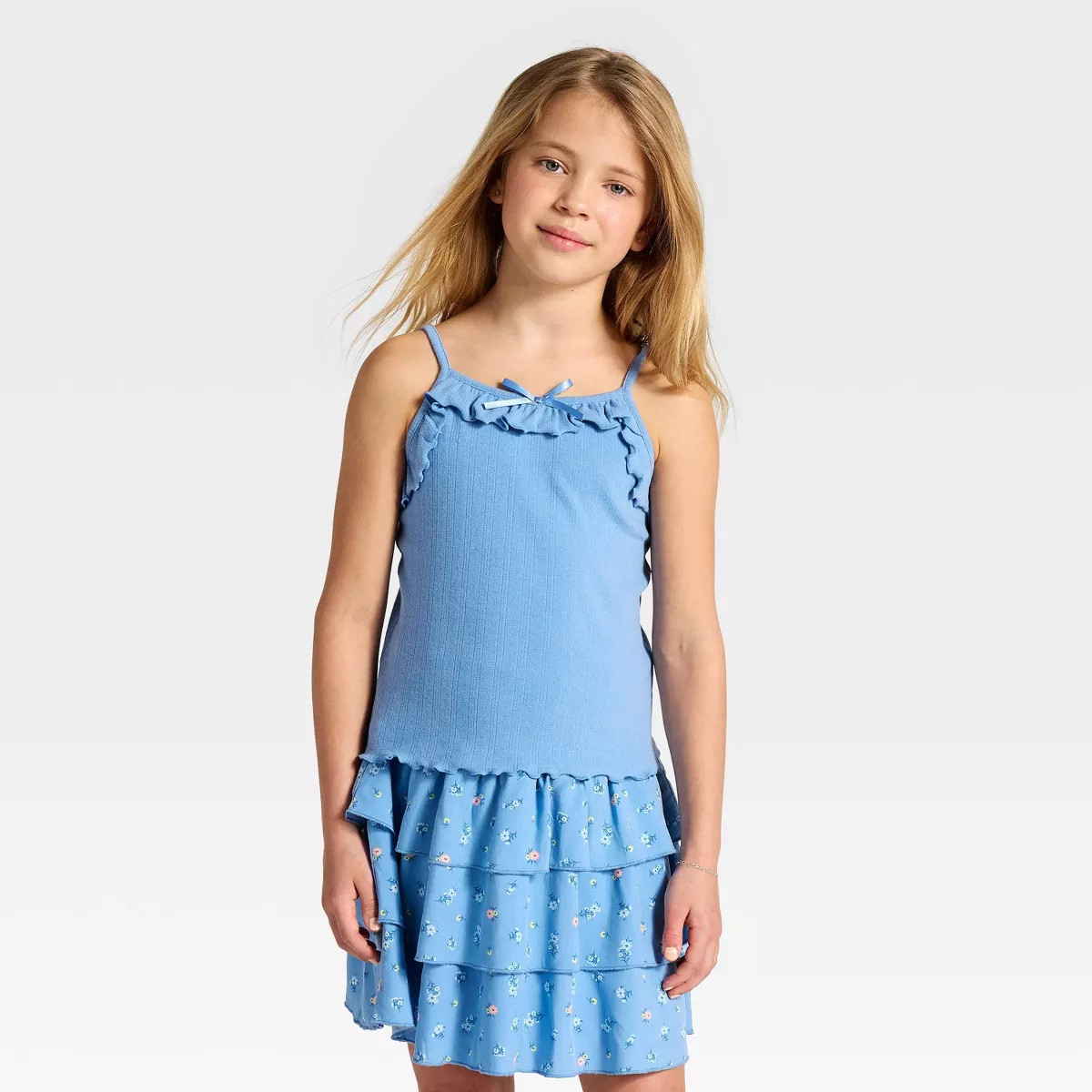 Girls' Pointelle Tank Top - Cat & Jack™ Blue M | Target