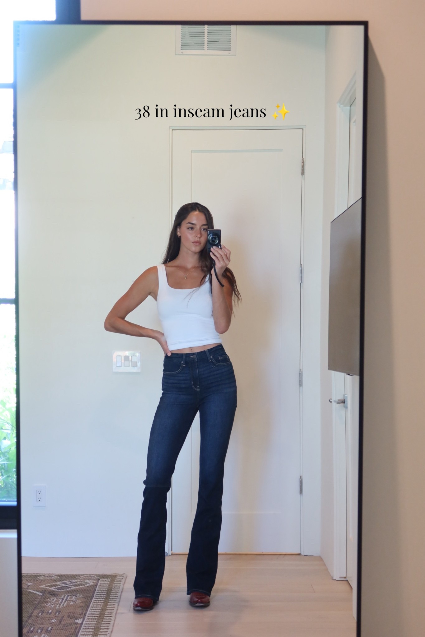 38 inch inseam boot cut jeans !! These things fit like a glove 

Fit No 35 is this exact pair and Linked some similar ! 


#LTKTall #LTKSeasonal #LTKootd