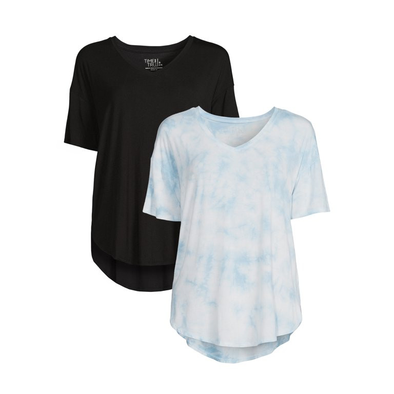 Time and Tru Women's V-Neck Tunic T-Shirt, 2-Pack - Walmart.com | Walmart (US)