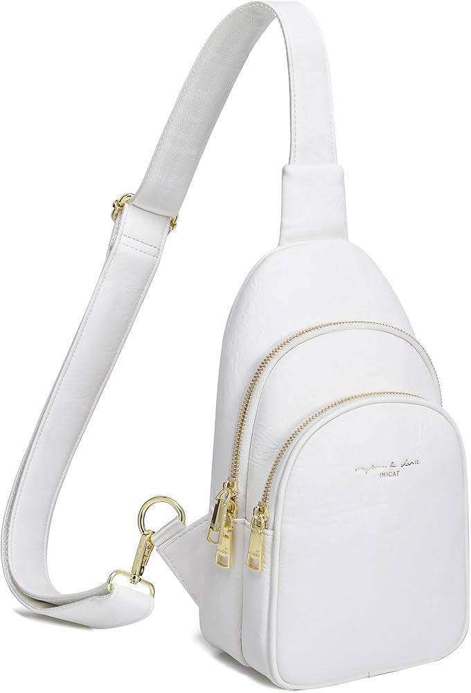 INICAT Crossbody Sling Bags Fanny Packs Leather Purses Chest Bag for Women | Amazon (US)