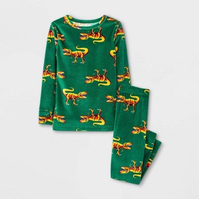 Toddler Boys' Dino Tight Fit Pajama Set - Cat & Jack™ Green | Target