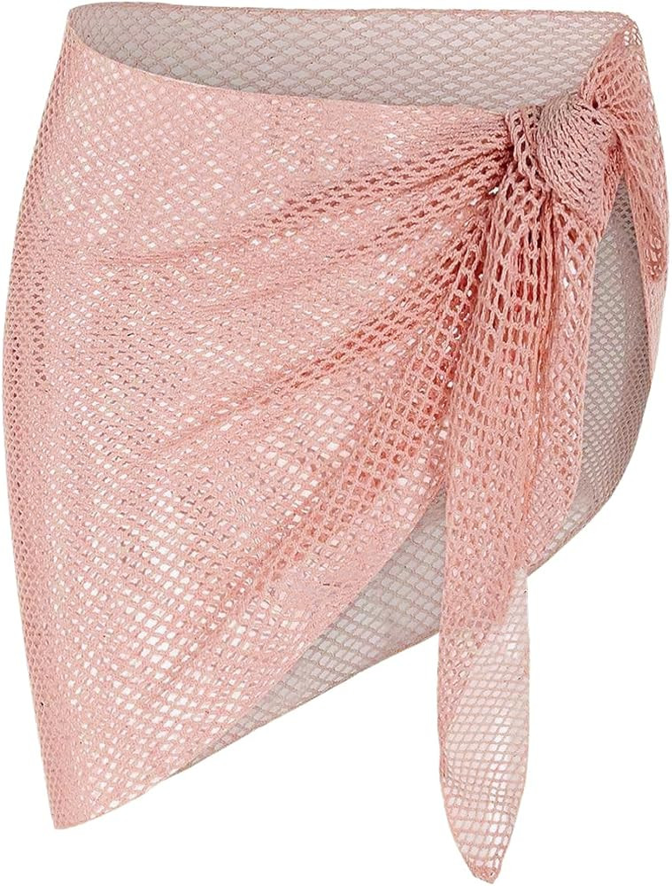 ZAFUL Sarong Coverups for Women Beach Vacation Fishnet See Thru Tie Side Bathing Suit Cover Up Mi... | Amazon (US)