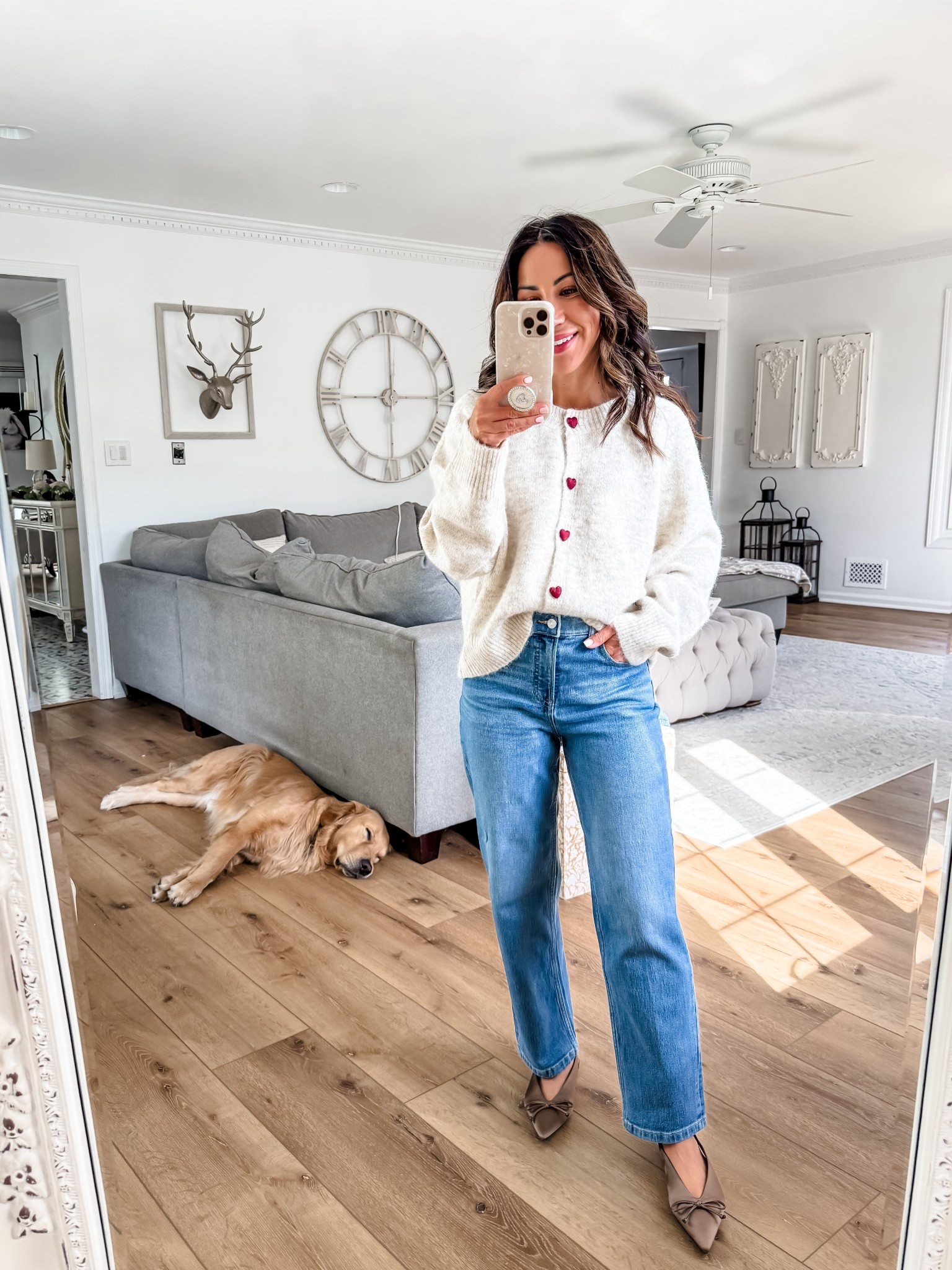 Spanx code tammyxspanx for first time customers. Small petite jeans, small cardigan, shoes size down.

#LTKOver40 #LTKPetite