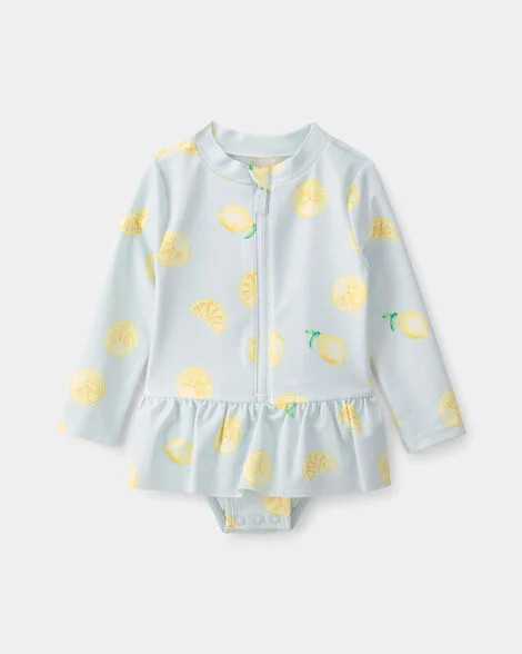 Baby Girl 1-Piece Lemon Rashguard Swimsuit - Blue | Carter's | Carter's Inc