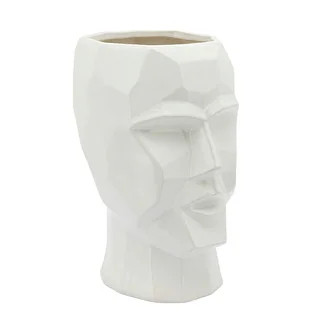Ceramic, 12" Face Vase, White 12.5"H | Bed Bath & Beyond