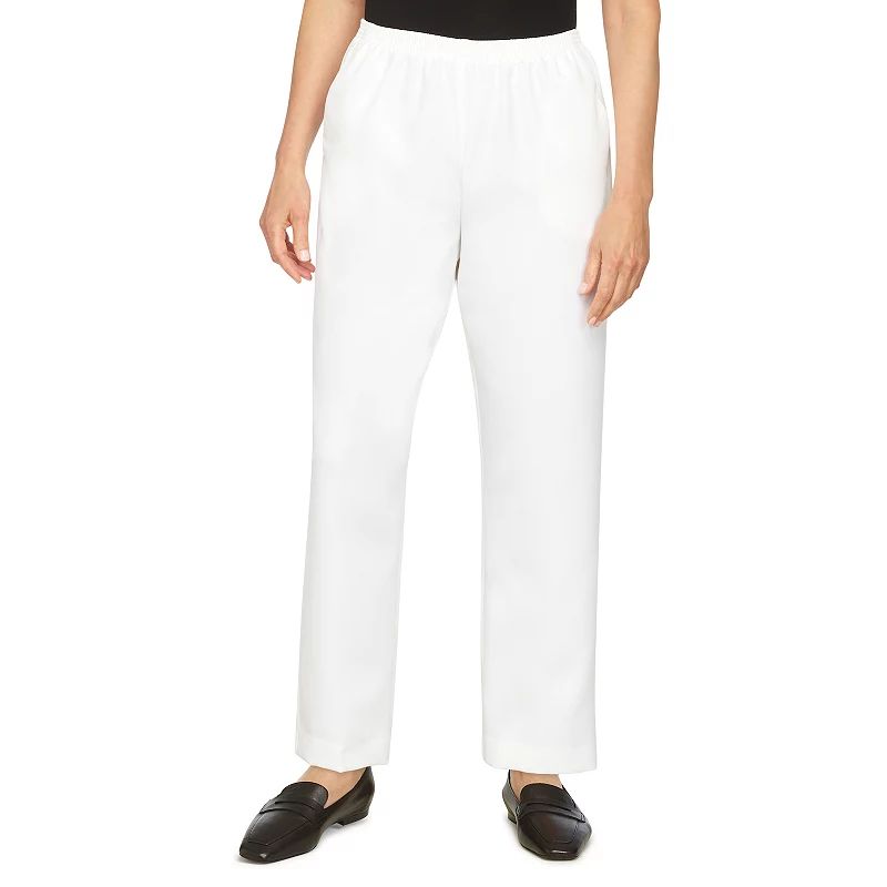 Petite Alfred Dunner Classic Pull-On Straight-Leg Pants, Women's, Size: 8 Petite, White | Kohl's