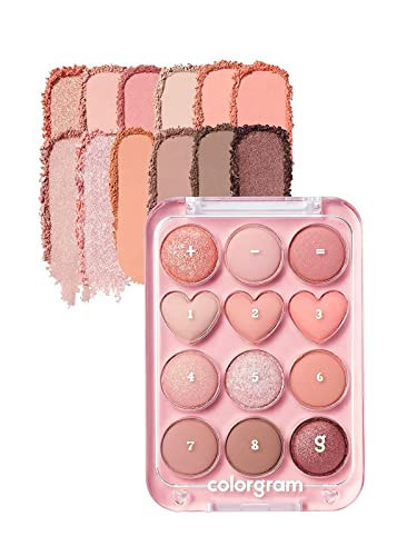 COLORGRAM Pin Point Eyeshadow Palette 01 Peach+Coral= | Ultra-Blendable Matte, Glitter, Shimmer Shades for Daily Makeup | K-Beauty Eye Palette with Easy-to-Use Calculator Design | Amazon (US)