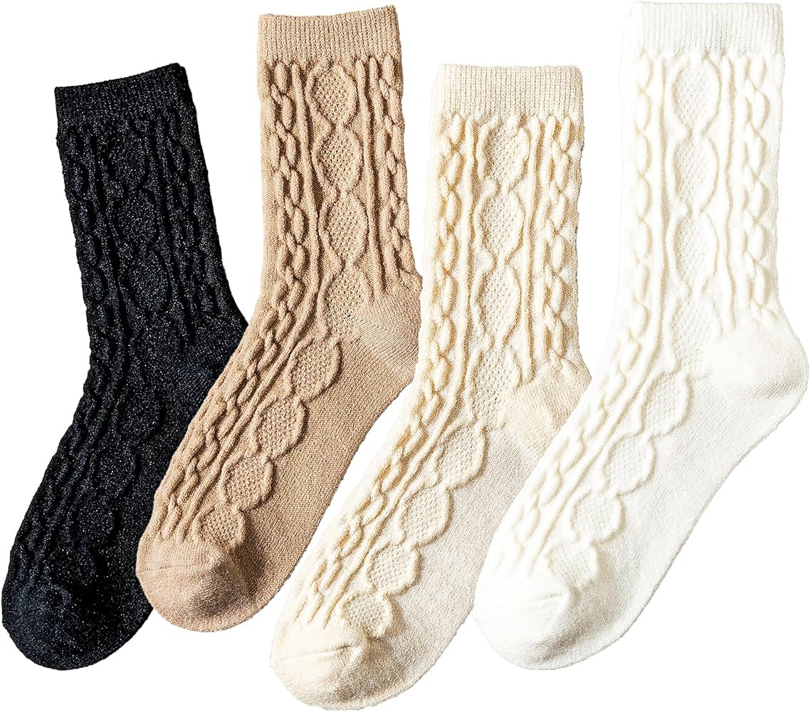wool socks women,wool cozy socks,cream socks and beige socks,Aesthetic socks for women (US, Alpha... | Amazon (US)