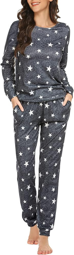 Ekouaer Womens Jogger Pajama Sets Long Sleeve Sleepwear Round Neck Nightwear Soft Pjs Lounge Sets... | Amazon (US)