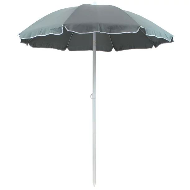 Sunnydaze 5 Foot Outdoor Beach Umbrella with Tilt Function, Portable, Gray - Walmart.com | Walmart (US)