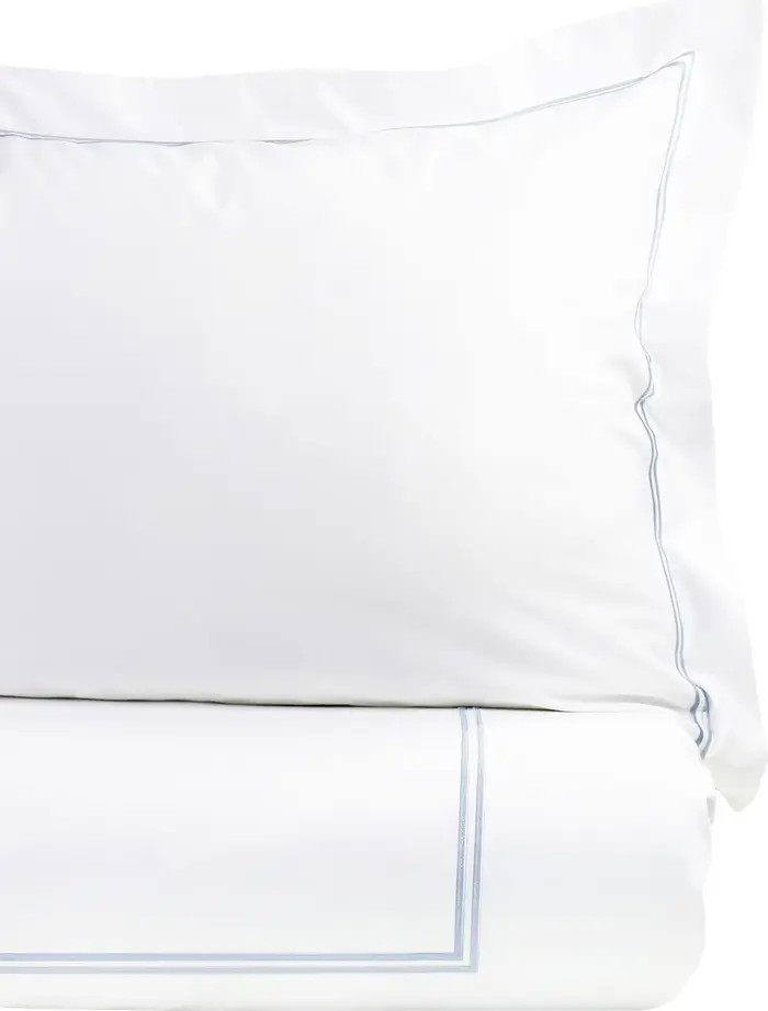 MELANGE HOME King 600 Thread Count Cotton 2 Stripe Embroidered Duvet Set | Nordstromrack | Nordstrom Rack