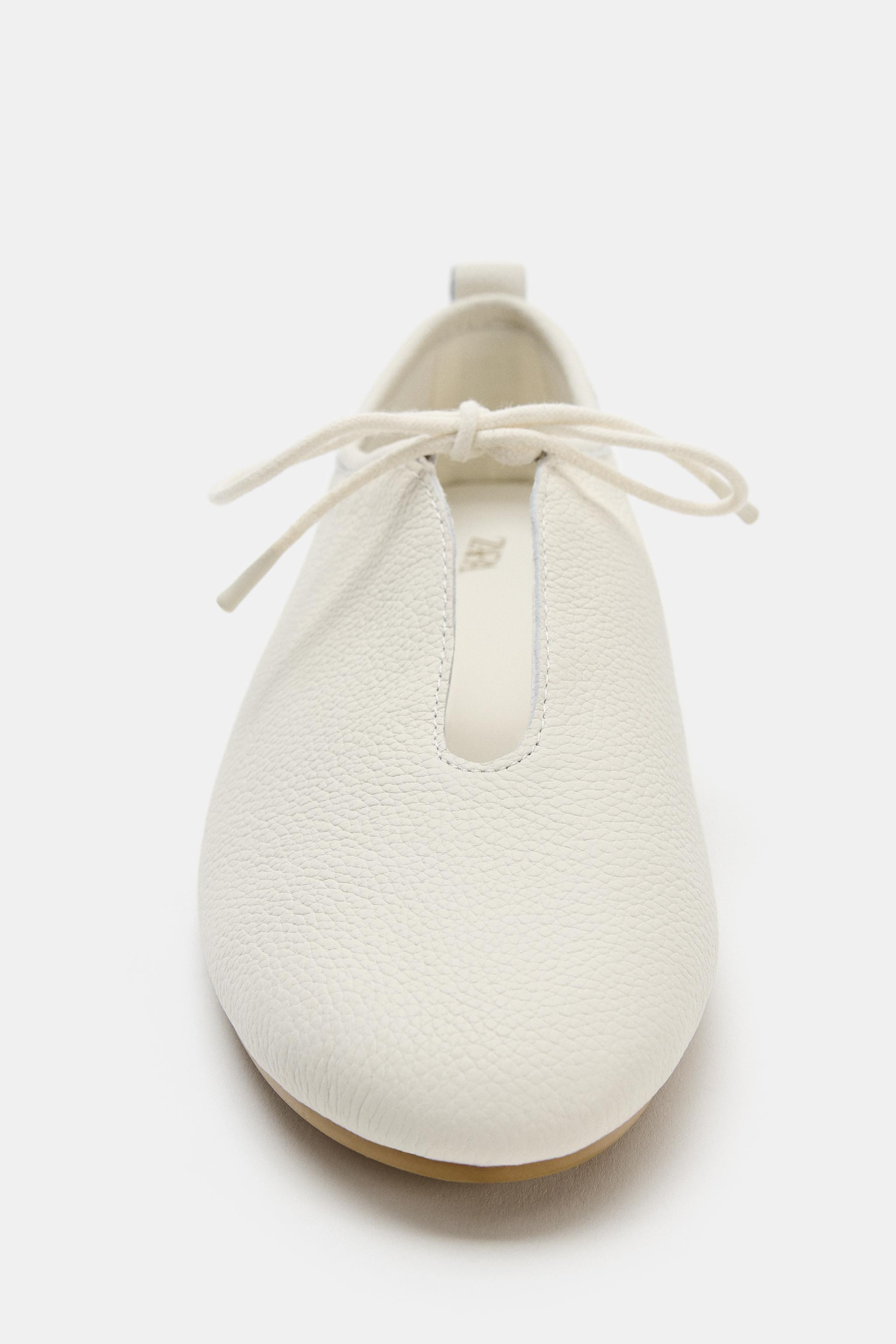 LEATHER LACE-UP FLAT SHOES | Zara IT