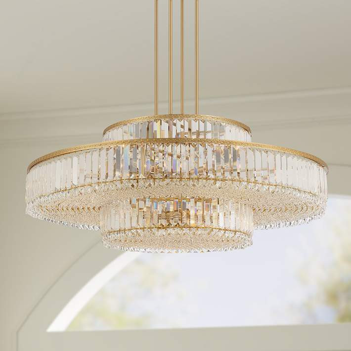 Stiffel Ella 39 3/4" Wide Soft Gold Clear Crystal Pendant Chandelier - #657K0 | Lamps Plus | Lamps Plus