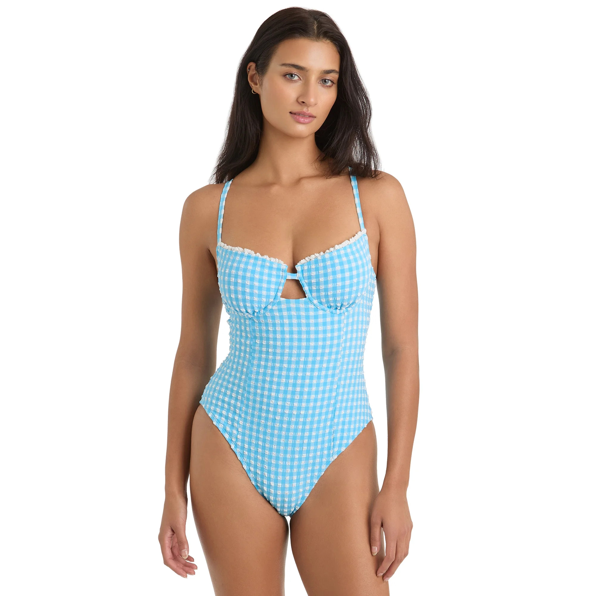 Jessica Simpson Women's Gingham Underwire One-Piece Swimsuit, Sizes XS-2XL | Walmart (US)