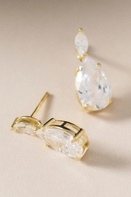 By Adina Eden Cubic Zirconia Marquise X Pear Dangle Stud Earrings | Anthropologie (US)