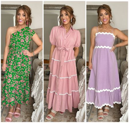 Amazon midi dresses that I am loving. The one shoulder style is currently on sale and the other two are back on prime! They all run true to size and are great quality. I’ll come in several color options!

Amazon style. Amazon fashion. Midi dress. Spring dresses. 