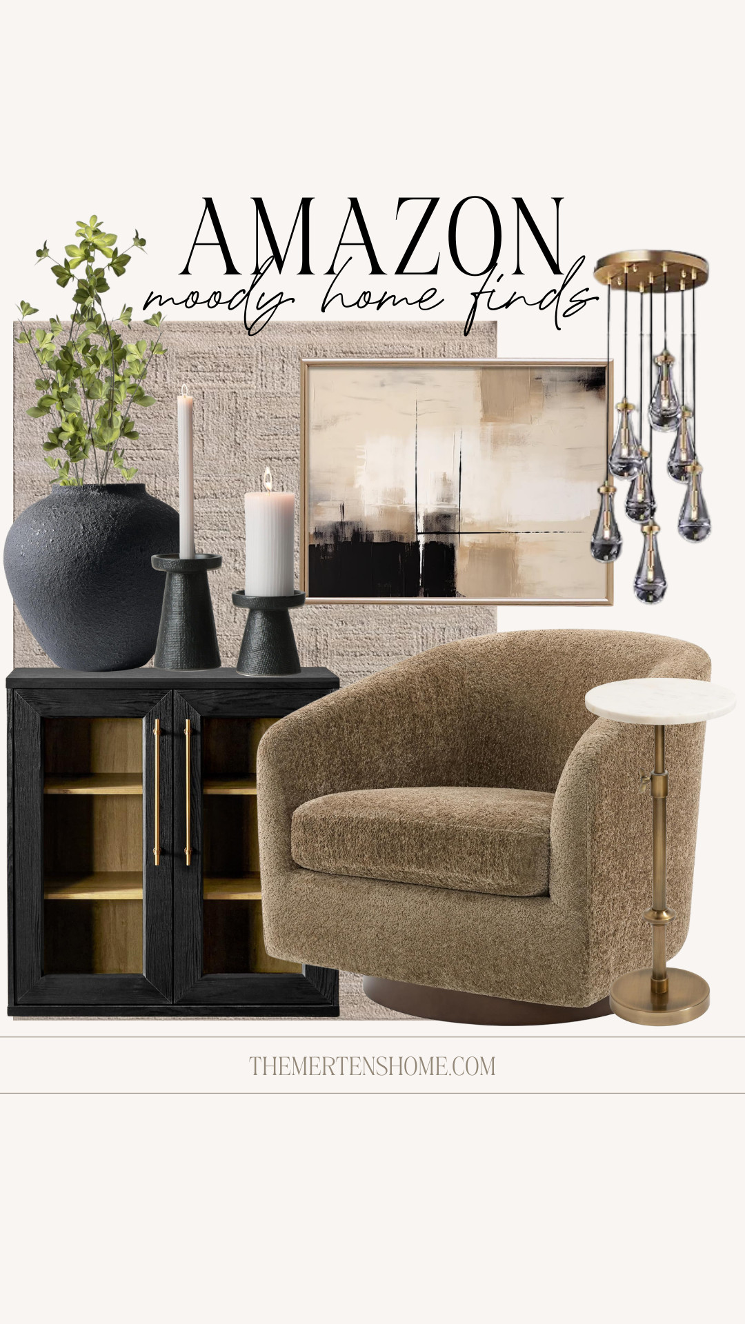 Amazon moody home finds 🤍 Rich, cozy pieces that feel warm and inviting, including a small cabinet, a cozy chair, statement lighting, and beautiful tabletop accents that elevate any space. 

 #LTKHome