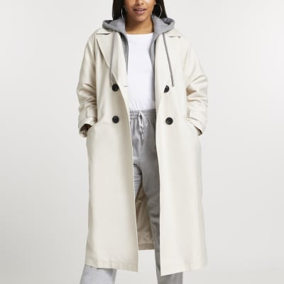 Plus beige hooded trench coat | River Island (UK & IE)