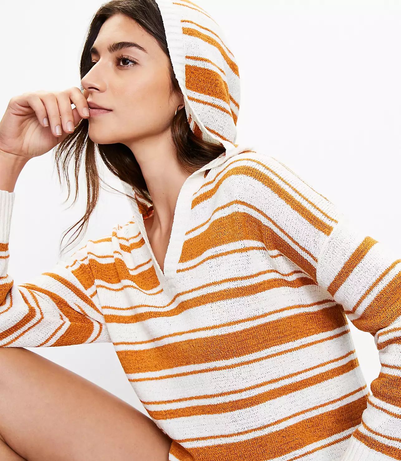 Striped Hooded Sweater | LOFT