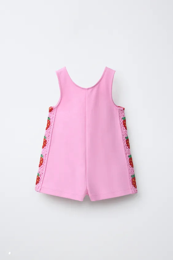 CROCHETED FLORAL KNIT SHORT JUMPSUIT | Zara US