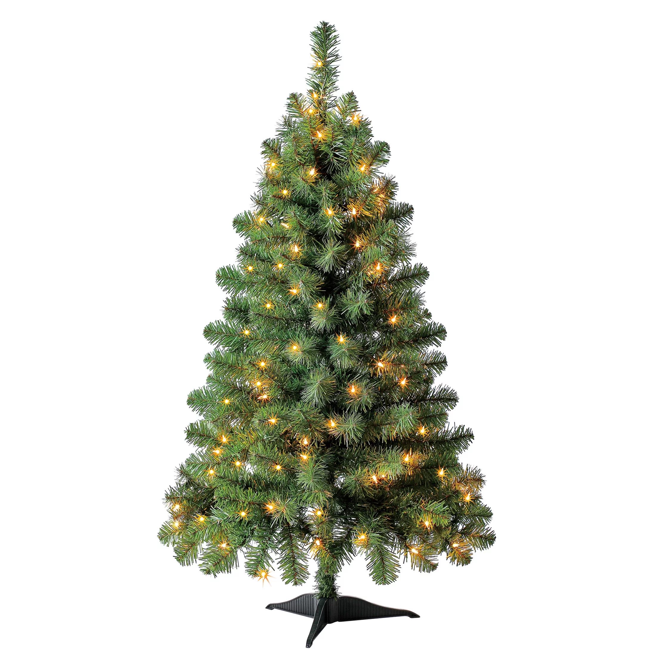 Holiday Time Prelit 105 Clear Incandescent Lights, Indiana Spruce Artificial Christmas Tree, 4' | Walmart (US)
