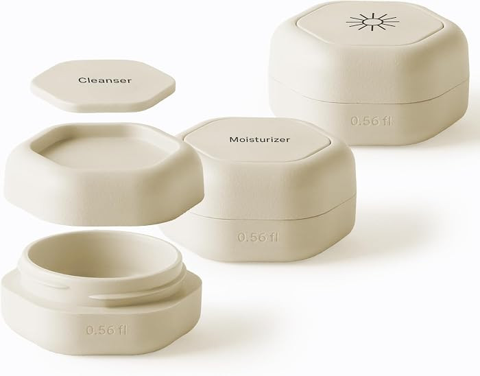 Cadence Capsules - Basic Skincare Set, Sand - Three Small Containers with Magnetic Lids - 100% Leak Proof & TSA Approved for Travel and Carry On, Minimalist & Stackable (0.56 oz Each) | Amazon (US)