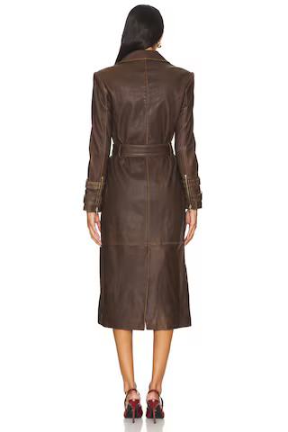 L'AGENCE Celina Leather Trench Coat in Chocolate from Revolve.com | Revolve Clothing (Global)