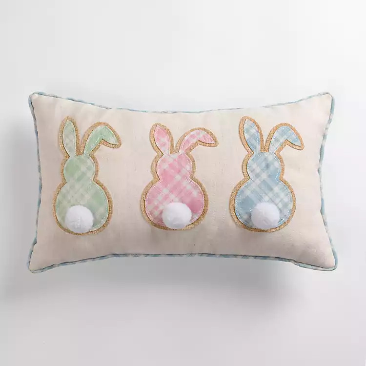 Triple Plaid Bunny Lumbar Pillow | Kirkland's Home