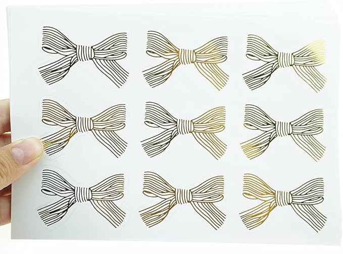 Gold Bows Stickers Cute Bow Gift Label Stickers for Invitation Card Cookie Bag Envelope Bag Seals... | Amazon (US)