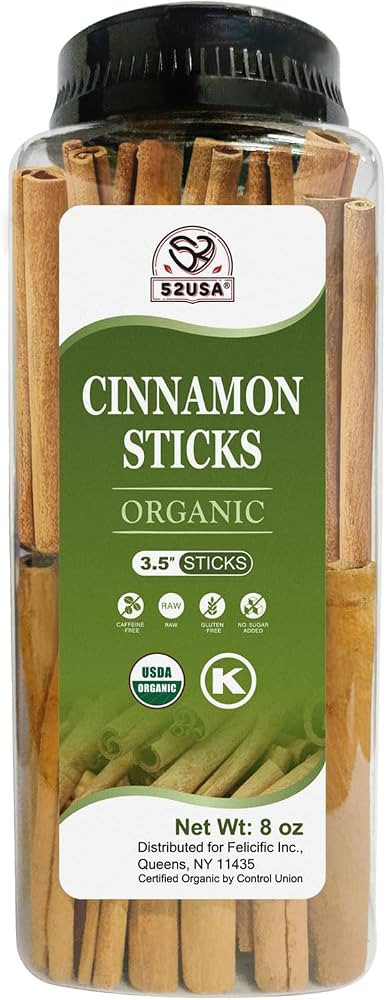 52USA Organic Cinnamon Sticks, Cinnamon 8oz (226g), Cinnamon Sticks Whole, 100% Raw, USDA & Koshe... | Amazon (US)