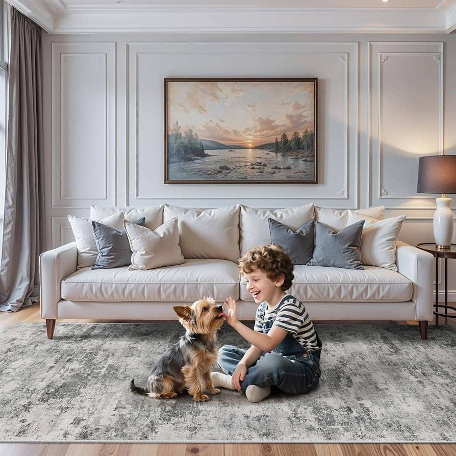 Area Rug 4x10 Living Room: Washable Door Mat Non Slip Entryway Hallway Bedroom- Abstract Wide Run... | Amazon (US)