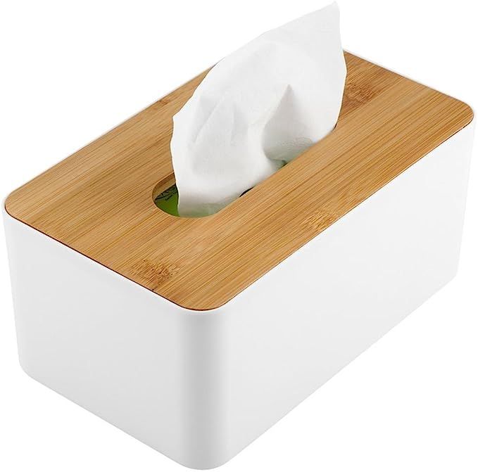 Yosooo Bamboo Tissue Box Modern Look Rectangular Paper Holder Boxes for Bathroom Dining Table Bed... | Amazon (US)