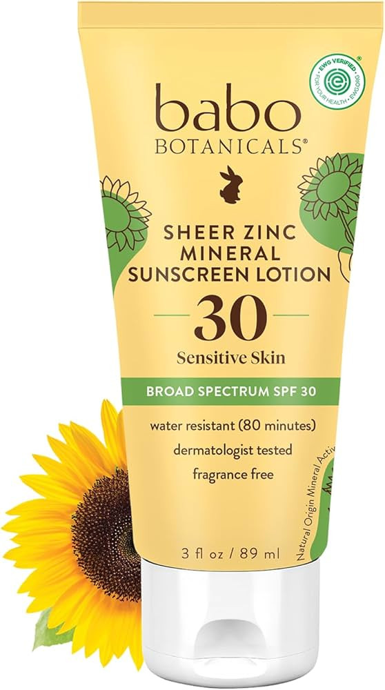 Babo Botanicals Sheer Zinc Mineral Sunscreen Lotion SPF30 - Natural Zinc Oxide - Shea Butter - Fa... | Amazon (US)