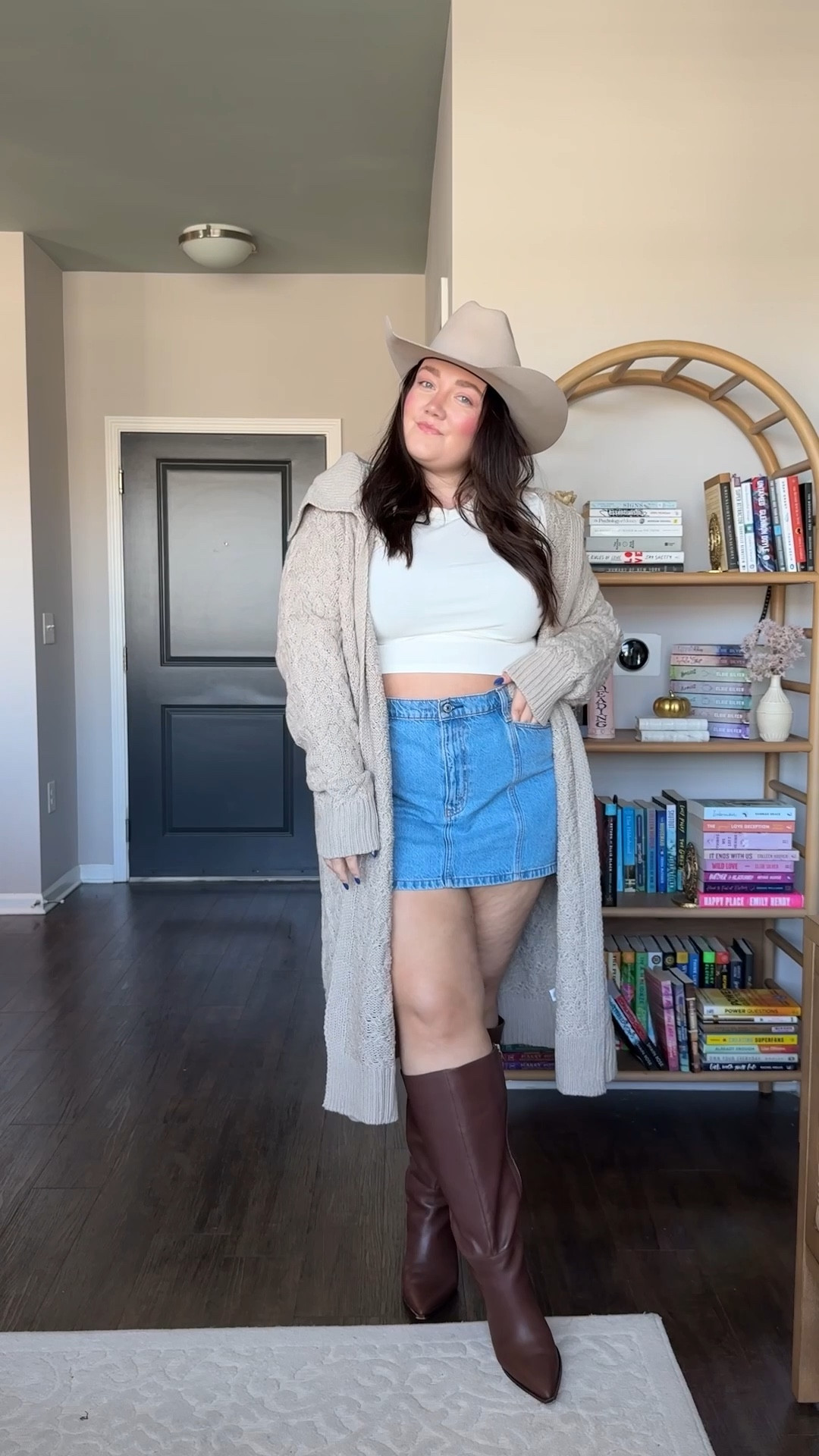 Wide calf boots for fall! Size 11 in brown, 10.5 tan and 10 in blue. Extra wide when available! 

1X in sweater and red jacket
34 denim skirt 
14 in jeans 

#LTKPlusSize #LTKShoeCrush #LTKStyleTip