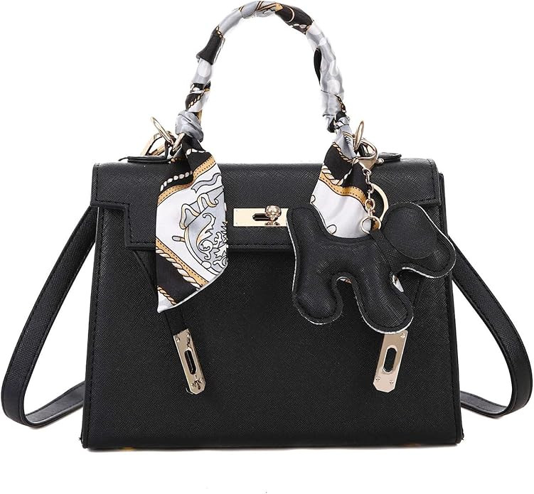 Women'sLeather Top Handle Fashion Designer Ribbon Handbags Crossbody Bags | Amazon (US)