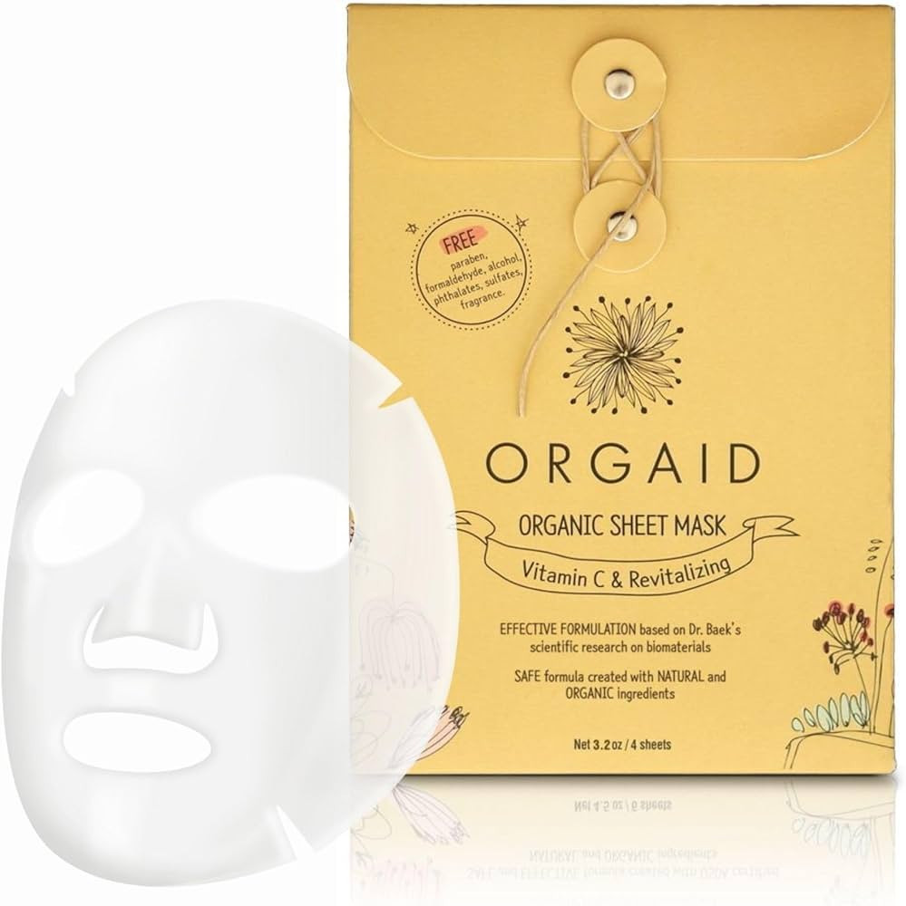 ORGAID Organic Sheet Mask | Made in USA (Vitamin C & Revitalizing, pack of 4) | Amazon (US)