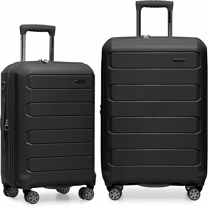 Traveler's Choice Pagosa Hardshell Expandable Luggage with Spinner Wheels, Black, 2-Piece Set (22... | Amazon (US)