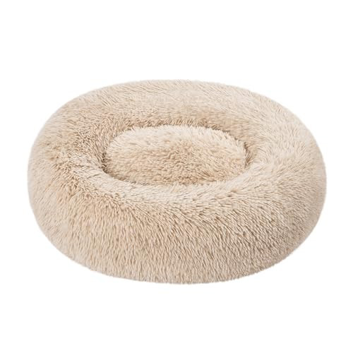 Amazon Basics Donut Pet Bolster Faux Fur Bed for Dog, Beige, 23" x 23" | Amazon (US)