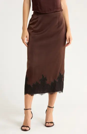WAYF Lace Trim Midi Skirt | Nordstromrack | Nordstrom Rack