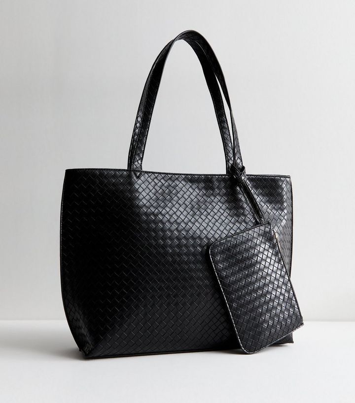 Black Leather-Look Woven Tote Bag and Pouch
						
						Add to Saved Items
						Remove from Sav... | New Look (UK)