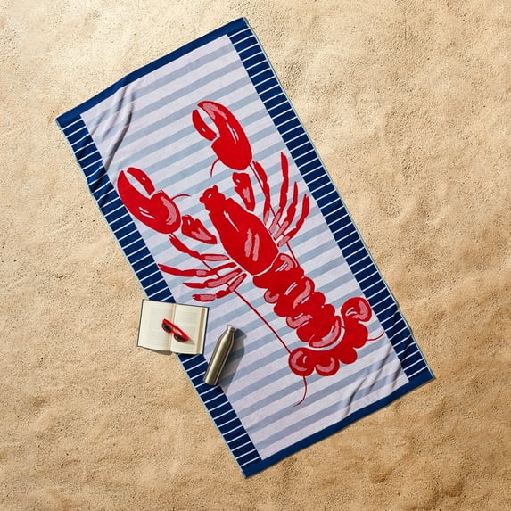 Better Homes & Gardens Coastal Lobster Striped Cotton-Blend Beach Towel | Walmart (US)