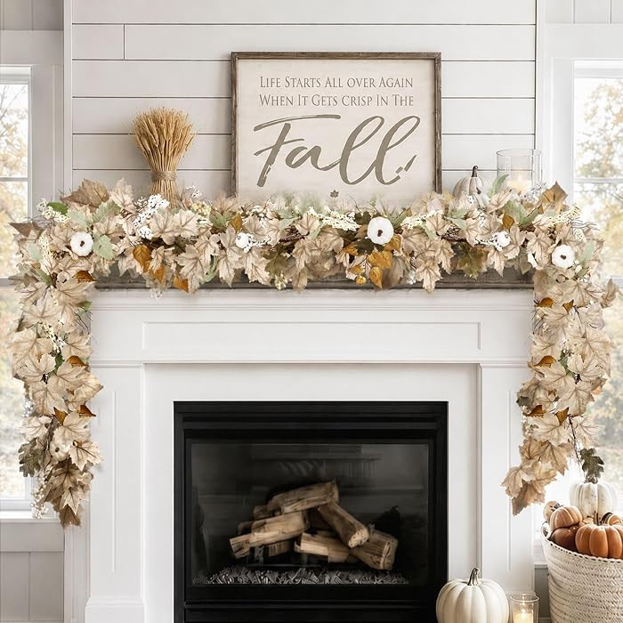 Fall Decorations for Home - 6Ft Autumn Maples Leaf Pumpkin Berry Garland - Halloween Thanksgiving... | Amazon (US)