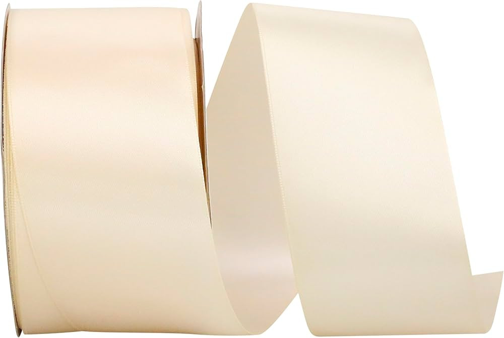 Reliant Ribbon 4950-725-40K Double Face Satin Ribbon, 2-1/2 Inch X 50 Yards, Cream | Amazon (US)