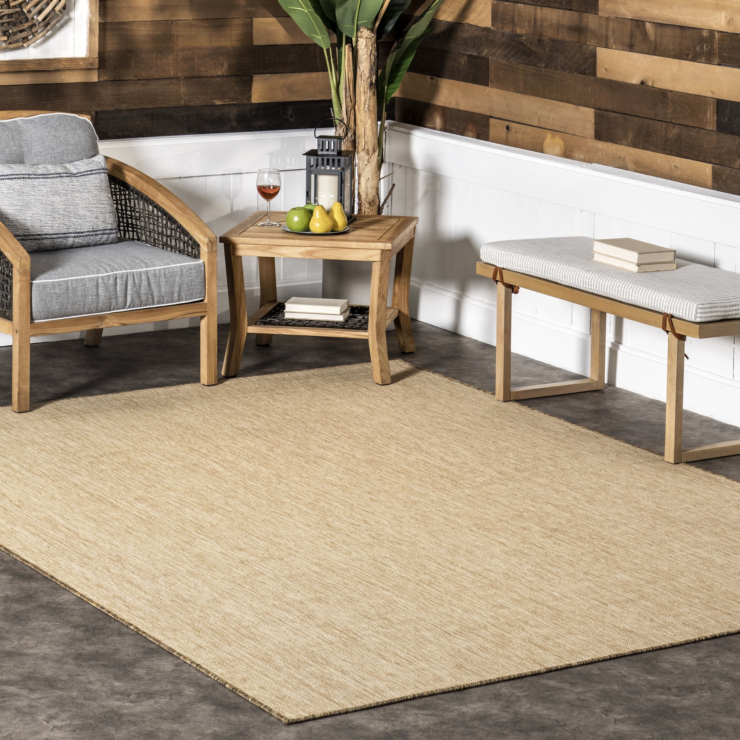 nuLOOM Nakia Transitional Indoor/Outdoor Brown 6' 7" x 9' Transitional Area Rug | Walmart (US)