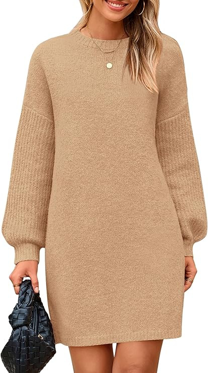 PRETTYGARDEN Women's Oversized Sweater Dress 2025 Fall Long Sleeve Crewneck Chunky Knit Slouchy W... | Amazon (US)
