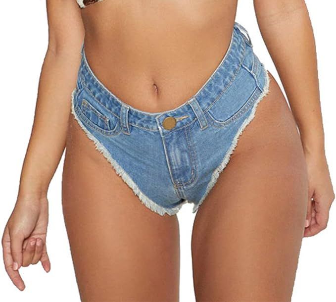 Oflive Women's Sexy High Waisted Stretch Mini Denim Shorts Hot Pants Clubwear | Amazon (US)
