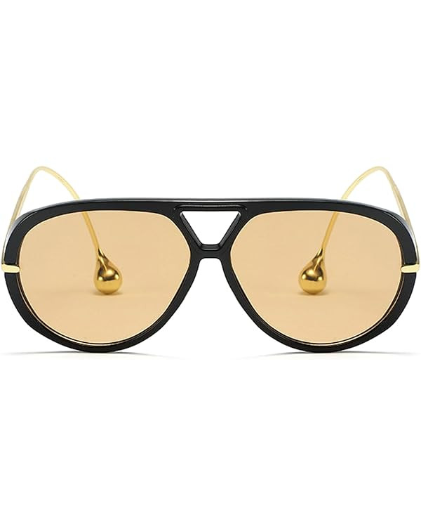 willochra Vintage Oversized Pilot Shield Sunglasses Women Luxury Trendy Sun Glasses For Ladies Bi... | Amazon (US)