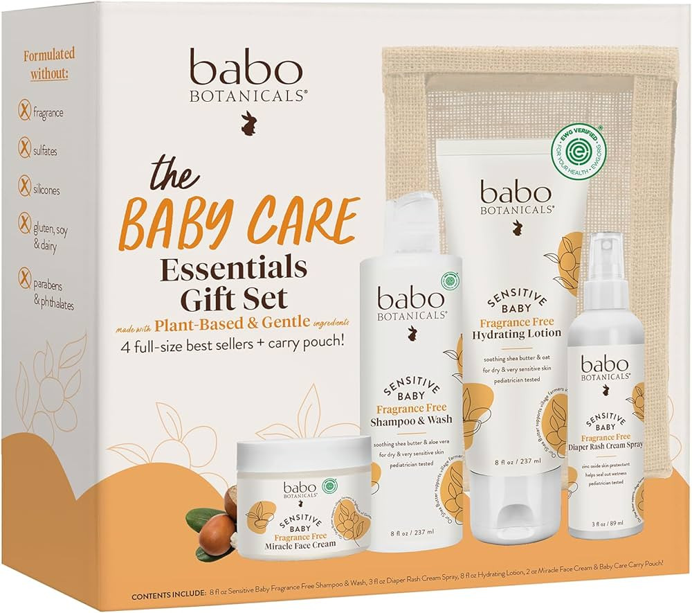 Babo Botanicals Baby Care Essentials Gift Set - Skincare, Bath & Diaper - For Delicate Skin, Frag... | Amazon (US)
