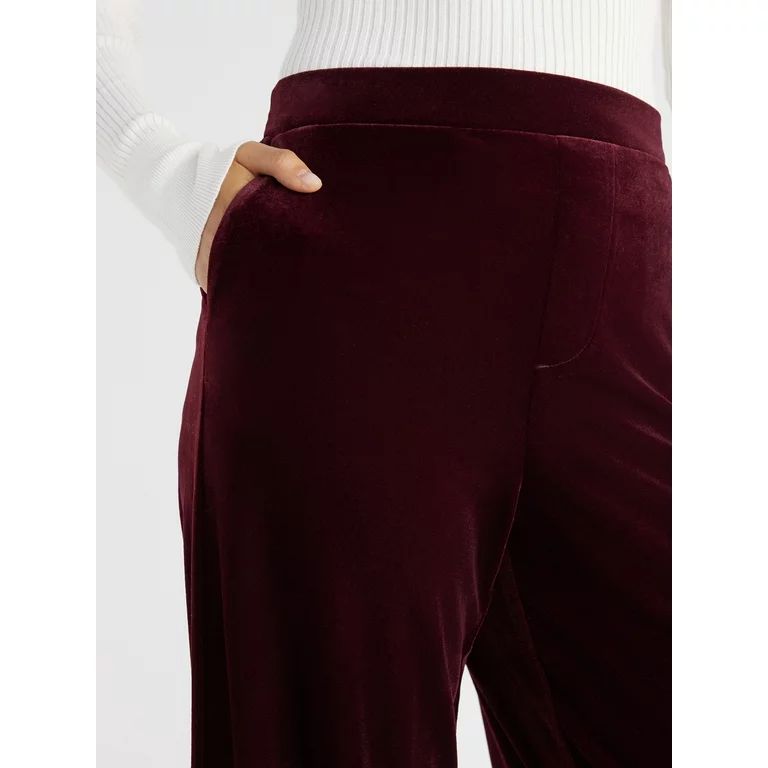 Time and Tru Women's Velvet Wide Leg Pants, 32" Inseam, Sizes XS-XXXL | Walmart (US)