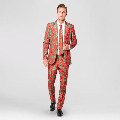 Men's Christmas Trees Suit Costume Red - Suitmeister | Target